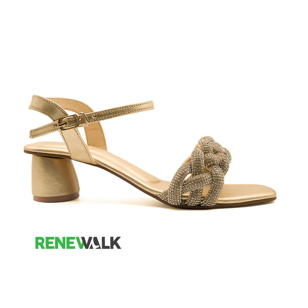 Party Wear Golden Fancy Sandal Renewalk 4521