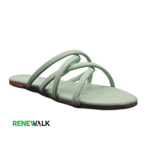 Light Green Multi Cross Strap Flat Sandal For Women 2328