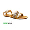 Gold Fancy Ankle Strap Flat Sandal For Women 2334