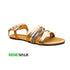 Gold Fancy Ankle Strap Flat Sandal For Women 2334