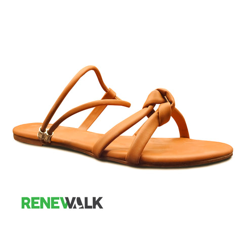 Beige Knotted Strappy Flat Sandal For Women 2326