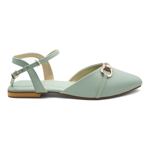 Black Ankle Strap Flat Mules 2369