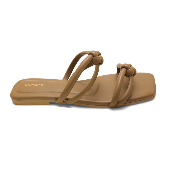 Fawn Double Strap Knotted Flat Sandal 2347 For Women