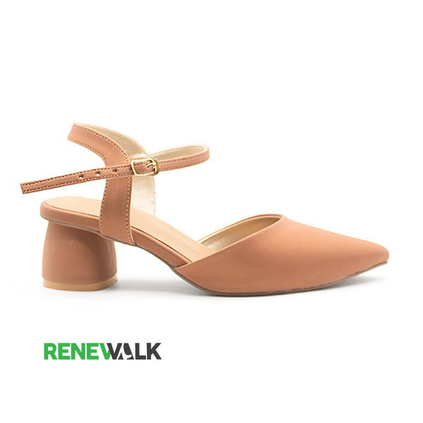 Brown Ankle Strap Mules For Women 4512