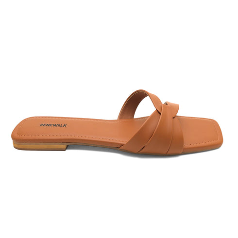 Brown Casual Flat Slipper 23113 For Women