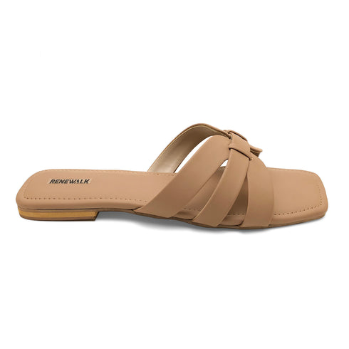Beige Casual Flat Slipper 23114 For Women