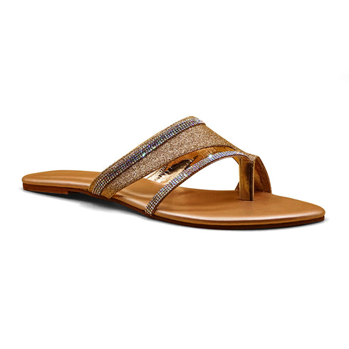 Gold Fancy Flat Sandal For Women 2314