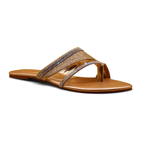 Gold Fancy Flat Sandal For Women 2314