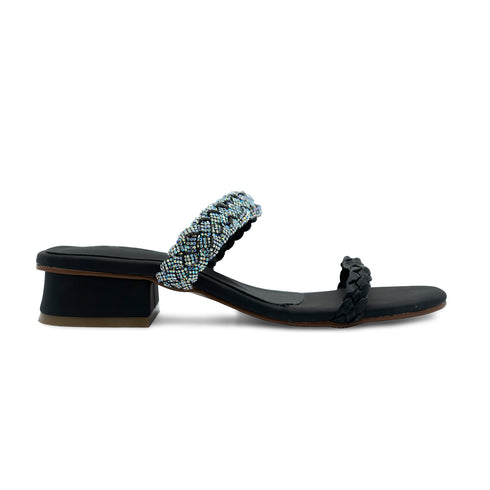 Black Braided Fancy Heel Sandal 4528 For Women