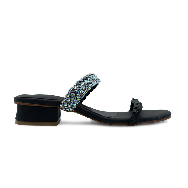 Black Braided Fancy Heel Sandal 4528 For Women