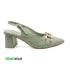 Light Green Chain Buckle-Block Heel Mule For Women 4507