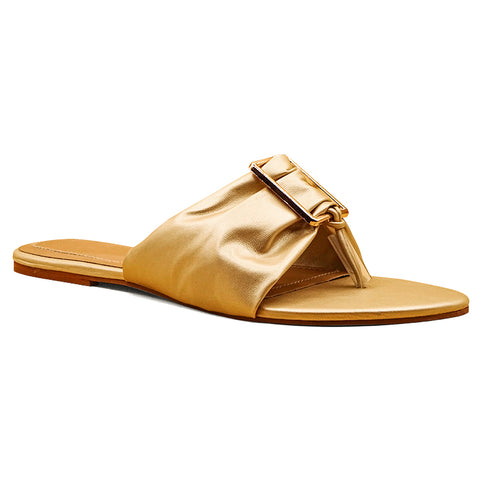 Gold Metal Buckle Flat Sandal For Women 2311