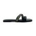 Black Crystal Cross Strap Flat Slipper 2341 For Women