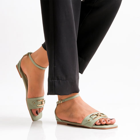 Light Green Flat Buckle For Womens Party Wear 2313