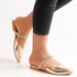 Rose Gold Party Wear Flat Mules For Women 2371