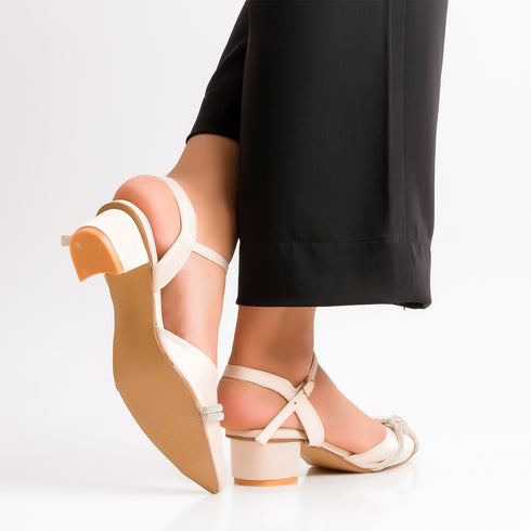 Navy Blue Fancy Casual Heels 4525 Sandals for Women