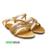 Gold Fancy Ankle Strap Flat Sandal For Women 2334