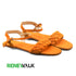 Orange Casual Braided Ankle Strap Flat Sandal For Women 2363