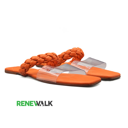 Brown Transparent Strap Flat Sandal For Women 2365