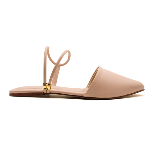 Elegant Black Ankle Strap Flat Mule For Women 2374