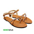 Beige Ankle Strap Toe Ring Flat Sandal For Women 2327