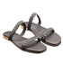 Black Twin Braided Strap Flat Sandal For Women 2321