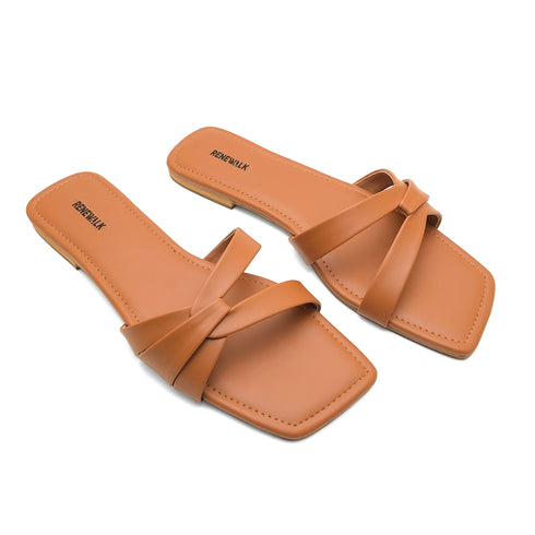 Brown Casual Flat Slipper 23113 For Women