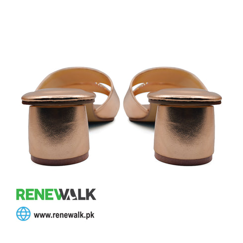 Golden Casual Heel Sandal For Womens 4523