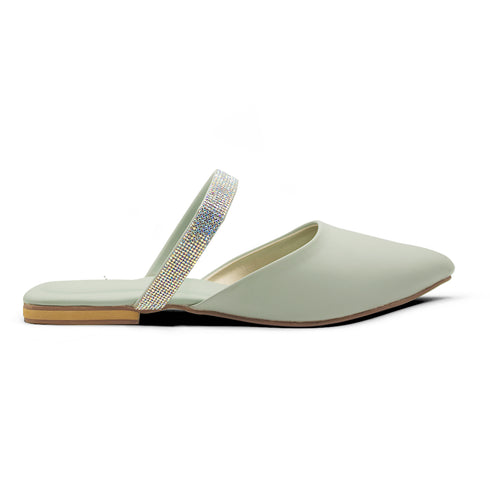 Bronze Party Wear Flat Mules For Women 2372