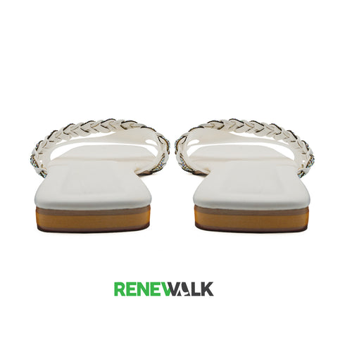 White Fancy Flat Sandal For Women 2388