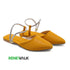 Yellow Ankle Strap Rhinestone Flat Mule For Women 2373