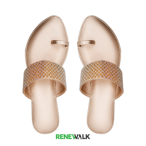 Golden Mesh Womens Flat 23106