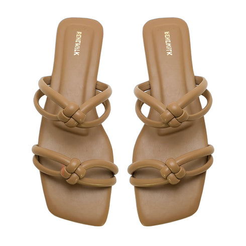Fawn Double Strap Knotted Flat Sandal 2347 For Women