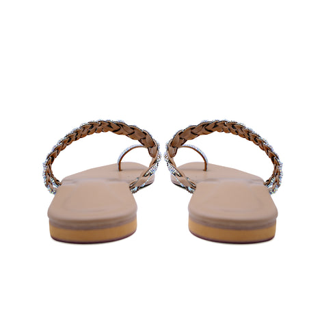 Beige Braided Toe Ring Flat For Women 23100