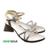 Twisted Rhinestone Block Heel Grey Sandal For Women 4506