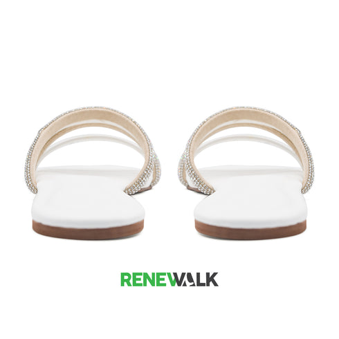 Fancy Silver White Flat For Womens 2390