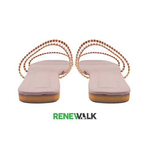 Transparent Peach 3 Straps 2395 Flat For Womens