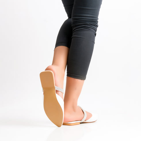 Bronze Party Wear Flat Mules For Women 2372