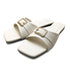 White Square Toe Buckle Flat Sandal 23108 For Women