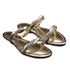 Gold Twisted Double Strap Flat Sandal For Women 2323