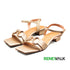Chain Buckle Gold Ankle Strap Block Heel Sandal For Women 4509