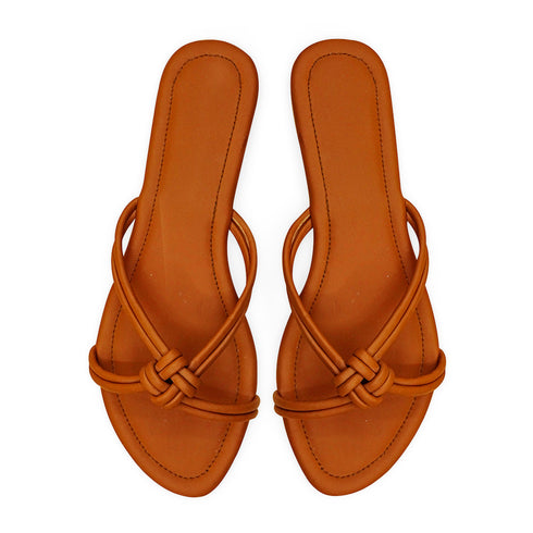 Daily Wear Brown Knotted Flat Sandal For Women 2312