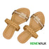 Beige Double Strap Open-Toe Flat Sandal For Women 2324