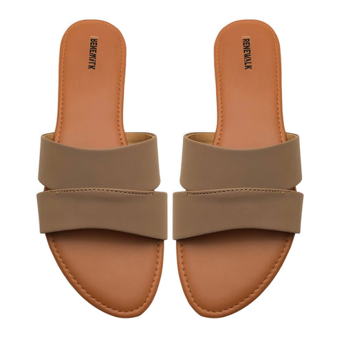 Brown Casual Flat Slipper 23112 For Women