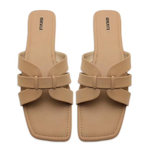 Beige Casual Flat Slipper 23114 For Women