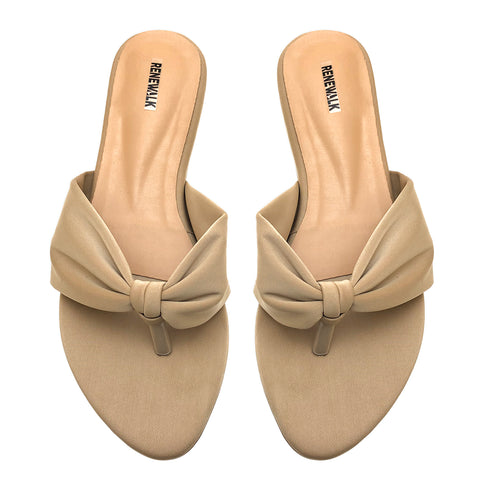 Beige Casual Bow Flat Slipper 23110 For Women