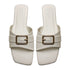 White Square Toe Buckle Flat Sandal 23108 For Women