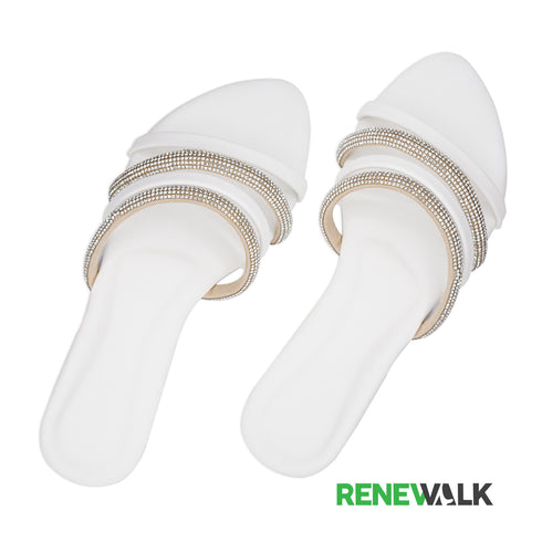 Fancy Silver White Flat For Womens 2390