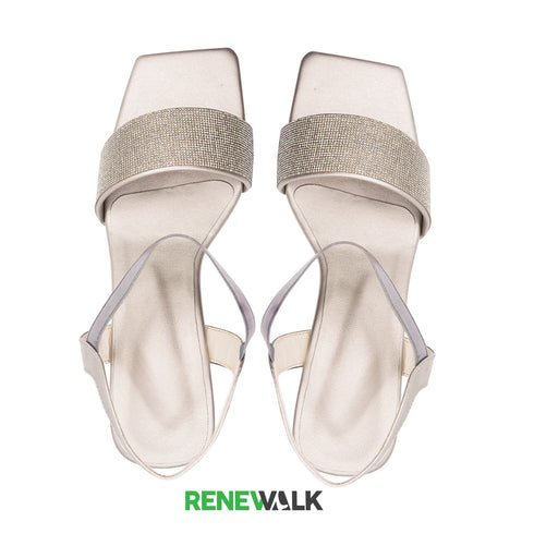 Grey Fancy Ankle Strap Block Heel 4535 | Sandals for Women