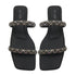 Black Fancy Double-strap Flat Sandals 23109 For Women
